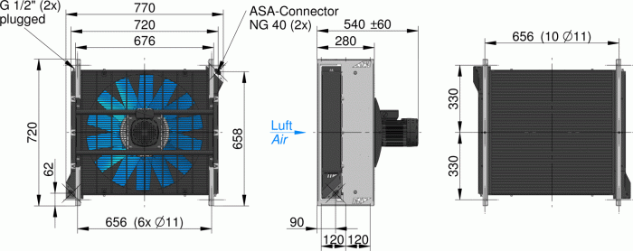 ASA0367 AC Oil Air Blast Oil Cooler ASA0367AA66 - Unwin Hydraulic Engineering