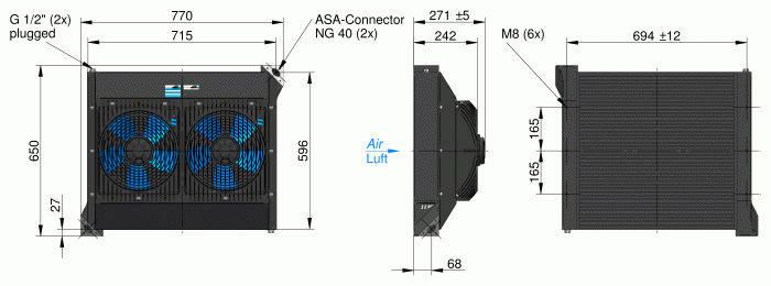 ASA0367 DC Oil Air Blast Oil Cooler ASA0367AD02 24 Volt - Unwin Hydraulic Engineering