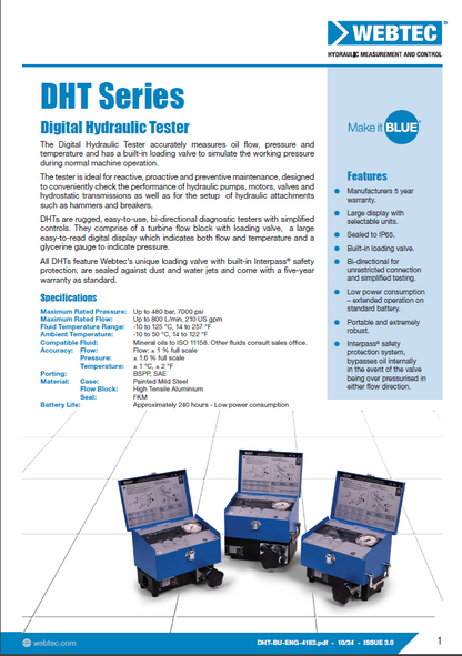 Webtec DHT03-B Digital Hydraulic Test Unit 10-300 L/min
