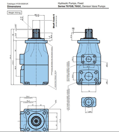 Parker Denison PTO Vane pump  T6GC B17 6R02 A101