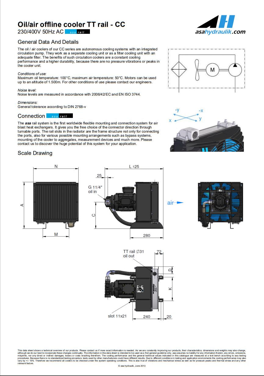 ASA TT07RA66CC CC COOLER 230/400V 50Hz AC 20LPM - Unwin Hydraulic Engineering