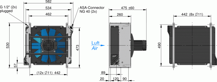 ASA0177 AC Oil  Air Blast Oil Cooler ASA0177AA25 - Unwin Hydraulic Engineering